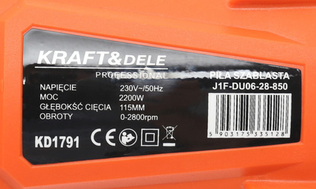 PIŁA SZABLASTA 2100W + WALIZKA KD1791 - KRAFT&DELE