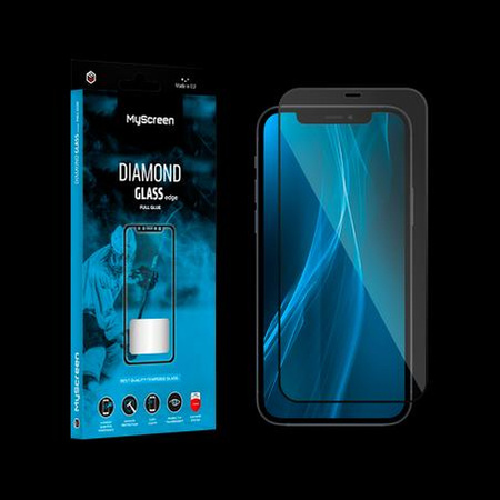 Szkło ochronne MyScreen DIAMOND GLASS LITE edge FULL GLUE czarne Apple iPhone 12 Pro Max 6.7&quot;