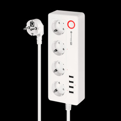 Listwa sieciowa Kruger&Matz 4 gniazda typu niemieckiego i 4xUSB 2100 mA Connect P6 Tuya