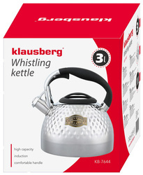 Czajnik, stal, 3l, srebny Klausberg KB-7644