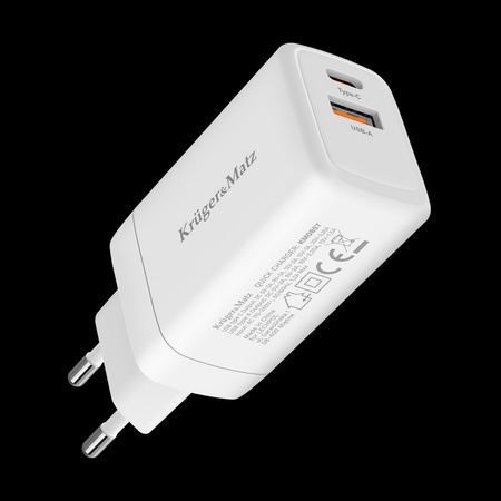 Ładowarka sieciowa Kruger&Matz 65 W GaN z funkcją Power Delivery i Quick Charge