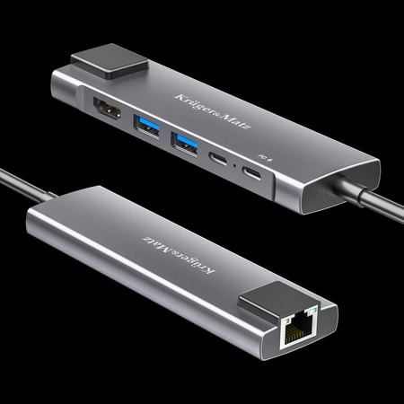 Adapter (HUB) USB typu C na HDMI/2x USB3.0/2x USB typu C/RJ45