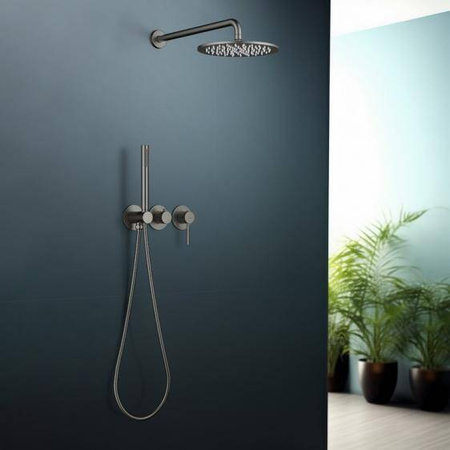 Zestaw prysznicowy podtynkowy z deszczownicą i prysznicem BOSTON BOS-ZKP.350 GRAFIT (GUN METAL) Blue Water