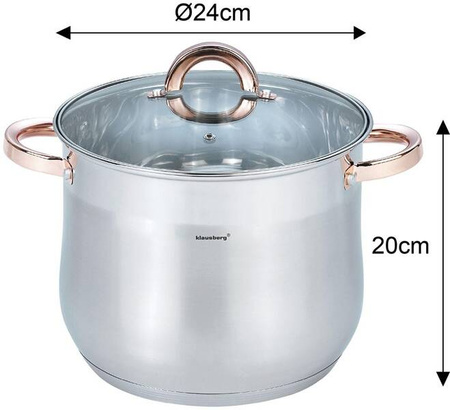 Garnek stalowy z pokrywą, 8.6L, Ø24cm, Klausberg, KB-7793 KB-7793