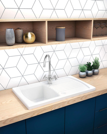 Zlewozmywak ceramiczny 1-komorowy z ociekaczem (ZCL 611N) - Deante