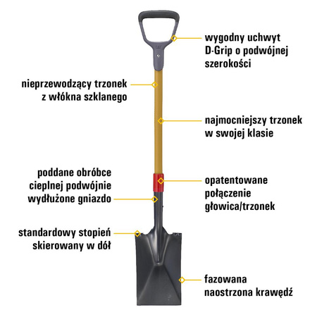 Szpadel prosty CAT J-Series D-Handle Garden Spade kuta głowica (0841308101170) - Cat