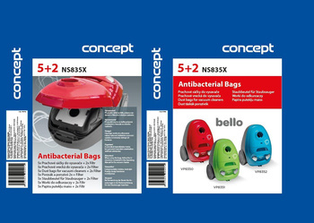 Worki flizelinowe antybakteryjne NS835X (5+2) do VP835X