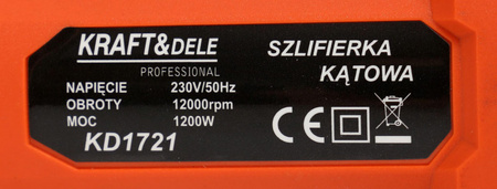 SZLIFIERKA KĄTOWA 1200W KD1721 - KRAFT&DELE
