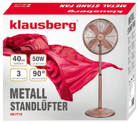 Wentylator stojący, podłogowy 40cm 50W, miedziany, Klausbe KB-7719