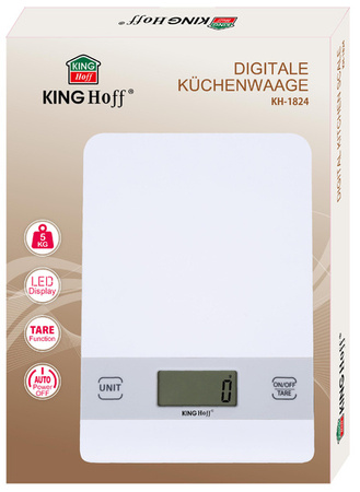 Waga kuchenna, biała, 5 KG KINGHof KH-1824