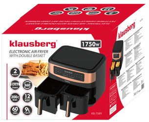 Frytkownica beztłuszczowa z podwójnym koszem 9l, Klausbe KB-7589