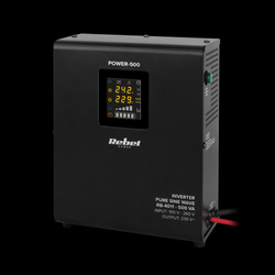 Zasilacz Awaryjny Naścienny Rebel POWER-500 - przetwornica z czystym przebiegiem sinusoidalnym i funkcją ładowania 12V 230V 500VA/300W