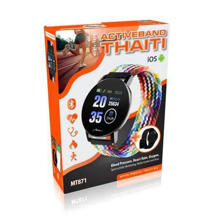 ACTIVEBAND THAITI – Smartband z pomiarem pulsu, ciśnienia i natlenienia krwi, monitorowaniem aktywności & snu, 2 unikalne paski na nadgarstek w zestawie
