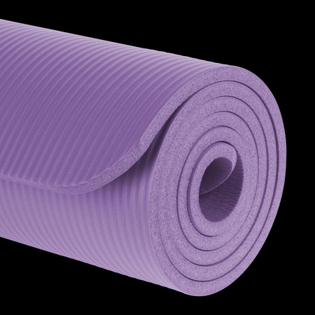 Mata gimnastyczna do ćwiczeń joga, pilates, fitness, 183x61cm, grubość 1cm, materiał NBR, fioletowa, REBEL ACTIVE