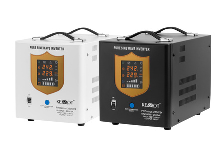 Zasilacz awaryjny KEMOT PROsinus-2600/24 przetwornica z czystym przebiegiem sinusoidalnym i funkcją ładowania 24V 230V 2600VA/1800W