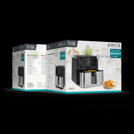 Frytkownica beztłuszczowa TEESA DIGITAL AIR FRYER XXL , 8L , 1700W, duża miska , programy , podtrzymywanie ciepła