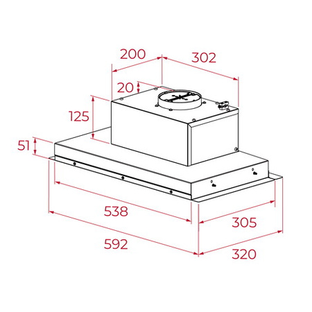 Okap w pełni zintegrowany, łatwy w montażu i z miejscem na przechowywanie INTEGRA GFI 63030 KOS BK TEKA