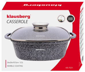 Garnek aluminium, szary marmurek 26x26cm 5,5l Klausberg KB-7531