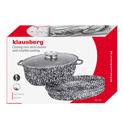 Brytfanka 8l z patelnią, szary marmurek Klausber KB-7367
