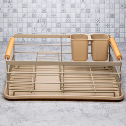 Suszarka do naczyń, stal-plastik-drewno, beżowy KINGHo KH-1800