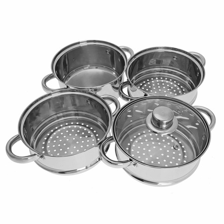 Garnek do gotowania na parze, stal zestaw 5 elementów Ø18cm 2,5l Kingho KH-3317