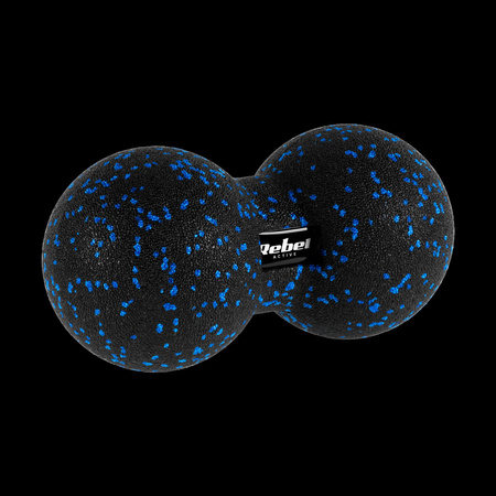 Duoball podwójna piłka do masażu 12cm, kolor czarno-niebieski, materiał EPP, REBEL ACTIVE