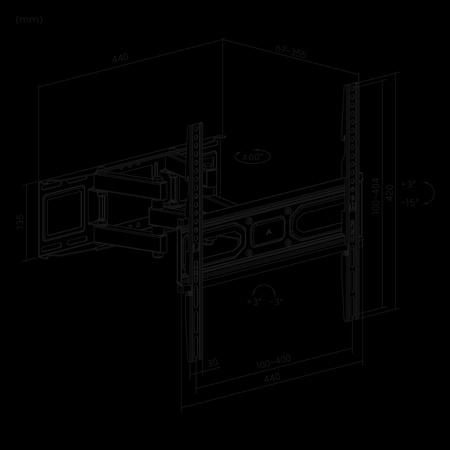 Uchwyt naścienny uniwersalny do LED TV (32"-70") regulacja w pionie i poziomie