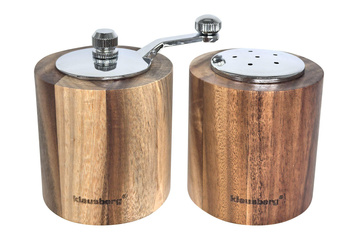 Młynek do pieprzu z solniczką - zestaw, drewno akacjowe, ceramiczny mechanizm, Klausberg, KB-7859 KB-7859
