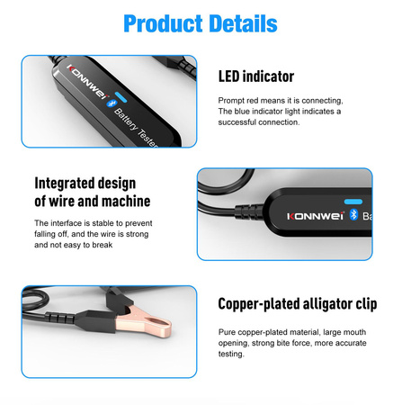 Miernik baterii Konnwei BK100