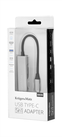 Adapter (HUB) USB typu C na HDMI/USB3.0/SD/MicroSD/C port