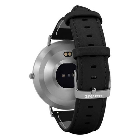 GARETT Smartwatch Verona srebrno-czarny skórzany (5904238484517) - Garett
