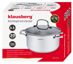 Garnek z pokrywą stal, Ø20cm 3,3l Klausbe KB-7213