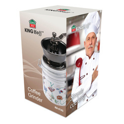 Młynek do kawy, ceramika-drewno, Ø8 x 16cm w kwiaty Kingho KH-4145