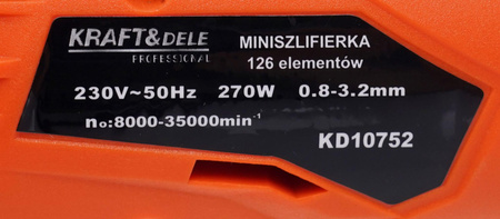 Mini szlifierka 270W + akcesoria 126el. KD10752 - KRAFT&DELE