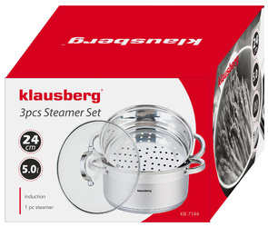 Garnek na parę stal, zestaw 3 elementy Ø24cm Klausbe KB-7144