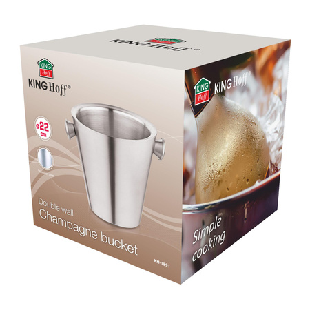 Wiaderko do lodu, podwójne ścianki, stal nierdzewna, 22x22 cm, KINGHoff, KH-1891 KH-1891