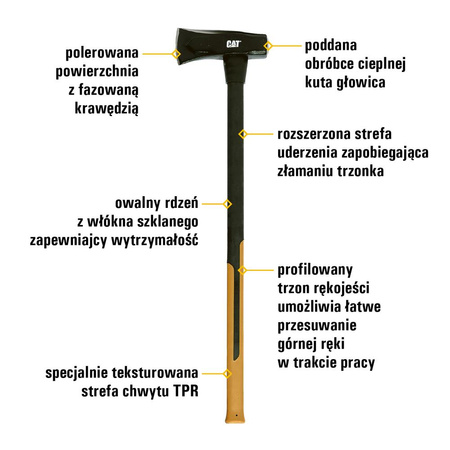 Siekiera z hartowanym ostrzem CAT J-Series 6lb - 3kg (0841308125251) - Cat