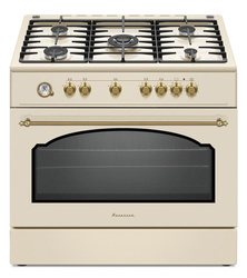 Kuchnia gazowo elektryczna Ravanson Retro KWGE–90ARC (kremowy)