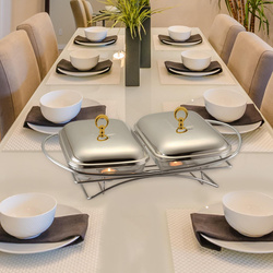 Podwójny podgrzewacz do potraw, szklany, 2 x 1,5 l, stojak ze stali nierdzewnej, Klausberg, KB-7922 KB-7922