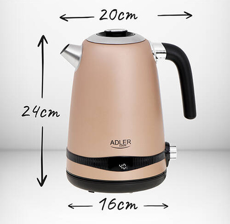 AD 1295 gold Czajnik metalowy 1,7L z LCD & regulacją temperatury