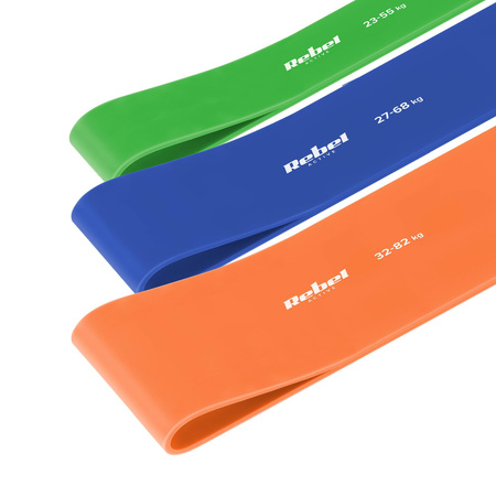 Zestaw gum do ćwiczeń TPE - Power Band PT-S7, 4-82 kg, 7 gum TPE, REBEL ACTIVE