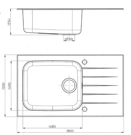 GLASSIX 40 PUSH UP 860x500mm satyna - czarny ALVEUS (1123645)