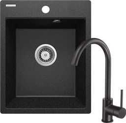 Zlewozmywak granitowy z baterią 1-komorowy (ZRCB2103) - Deante