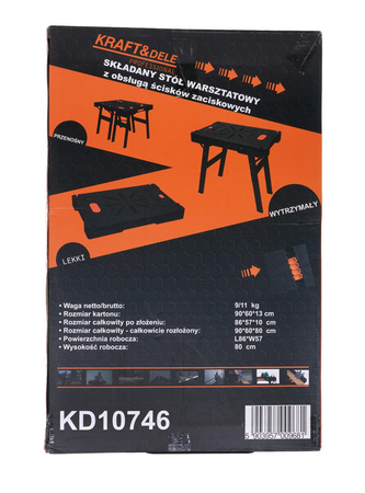 SKŁADANY STÓŁ WARSZTATOWY+GNIAZDKA KD10746 - KRAFT&DELE