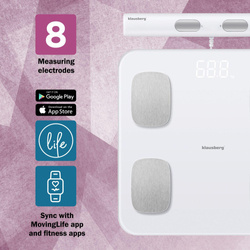 Waga łazienkowa z uchwytem, elektroniczna, biała, precyzyjna analiza składu ciała, Klausberg, KB-7853 KB-7853