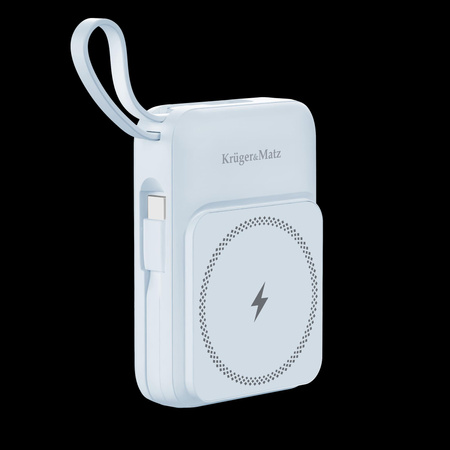 POWERBANK indukcyjny Kruger&Matz 10000 mAh Mag Safe z kablem niebieski