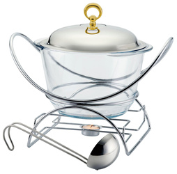 Podgrzewacz do potraw , szklany, 4 l, stojak ze stali nierdzewnej, Klausberg KB-7920 KB-7920