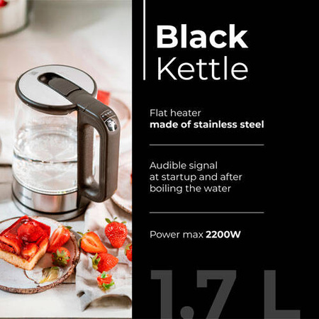MS 1301 black Czajnik szklany 1,7 L z regulacją temp.