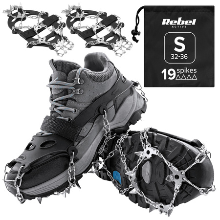 Raczki z kolcami na buty turystyczne, rozmiar S ( 32 - 36 ) , REBEL ACTIVE