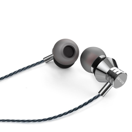 Słuchawki dokanałowe przewodowe AIWA ESTM-50SL srebrne (8435256897180) - AIWA